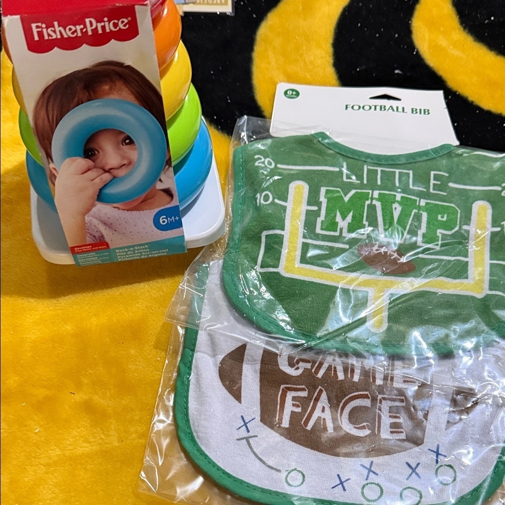 Fisher-Price Stacking Rings and MVP Bib Set